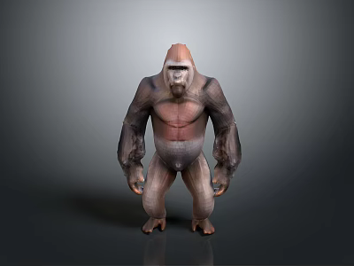 Realistic Gorilla 3D Character Model Standing With Muscular Body And Detailed Structure 3d model