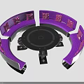 Modern Circular Seating Furniture With Purple Cushioned Seats And Central Table