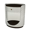 Modern Luxury Bedside Table With Quilted Leather Drawer And Dark Wooden Top