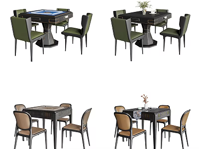 Modern Entertainment Table Design With Green And Brown Chairs For Multi Functional Use 3d model