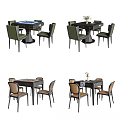 Modern Entertainment Table Design With Green And Brown Chairs For Multi Functional Use 3d model