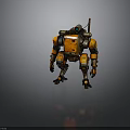 Futuristic Orange And Gray Robot With Mechanical Structure And Camera Antenna