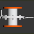 Industrial Equipment with Red Flange Plates Silver Cylindrical Body and Metal Mounting Bracket
