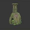 Traditional Brick Oven With Chimney Arch Opening Wood Logs And Small Container