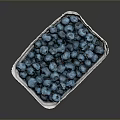 Fresh Blueberries In White Carton With Pink Stains On Dark Background