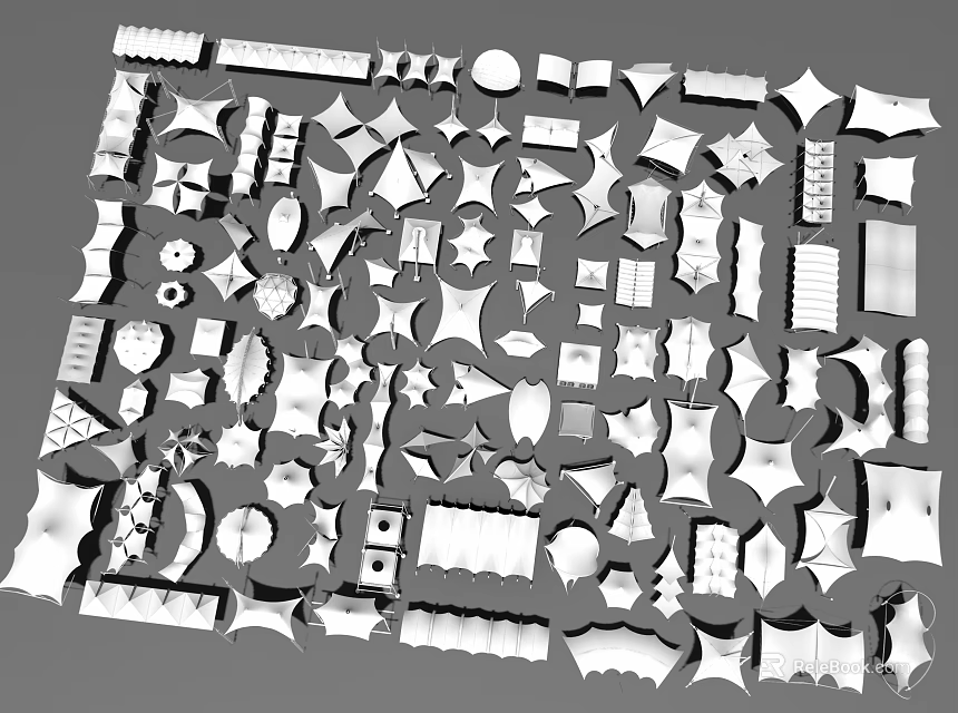 Tensile Membrane Design Elements With Various 3D Shapes And Models 3d model