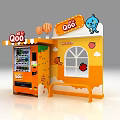 Qoo Themed Kiosk With Vending Machine Window Bench And Fruit Decorations