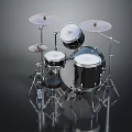 Modern Drum Set With Metal Stands Drums And Chrome Cymbals 3d model