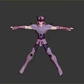 Fantasy Warrior Character in Purple Silver Armor with Arms Outstretched Stance 3D Model Design
