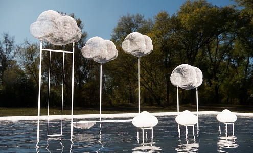 Modern City Sculpture Clouds Water Beauty Chen 3d model