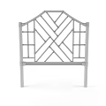 Bamboo Headboard With Geometric Pattern And Natural Wooden Structure