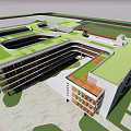 Modern School Building With Architectural Design Multi Storey Structure Green Lawns And Open Steps 3d model