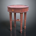 Elegant Mahogany Round Side Table With Carved Legs And Drawer Knob