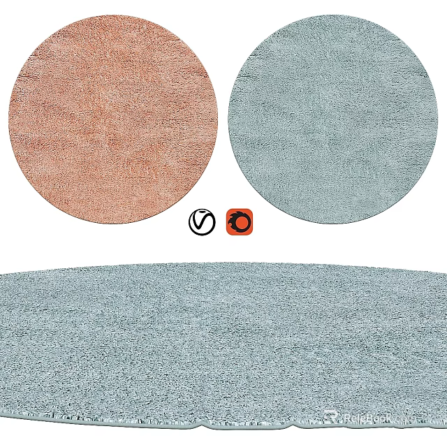 Soft Plush Square Rug In Light Blue And Brown Color Options For Home Decor 3d model 