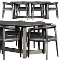 Modern Wooden Dining Table with Leather Chairs Set for Home Interior Design