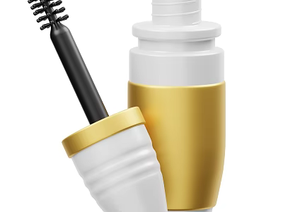 Luxury Perfume Cosmetics White And Gold Container With Black Brush Applicator 3d model