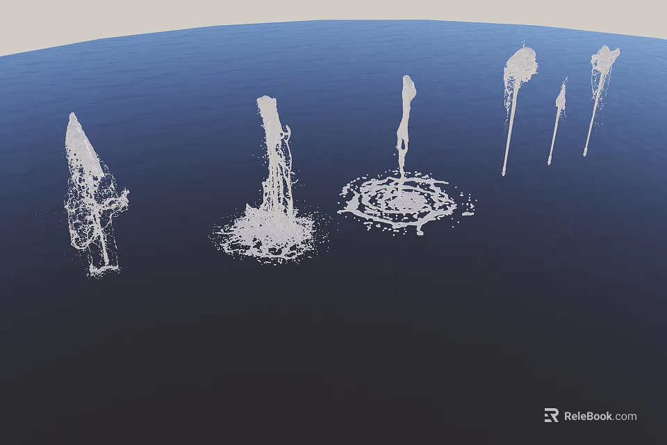 Elegant Garden Ornaments Featuring Multiple White Fountains On Blue Background 3d model 