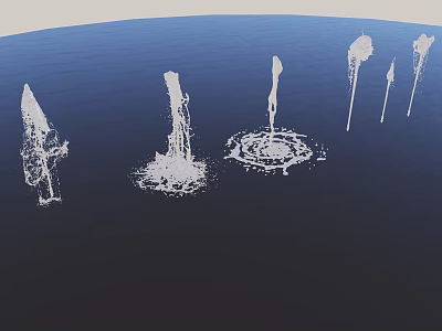 Elegant Garden Ornaments Featuring Multiple White Fountains On Blue Background 3d model