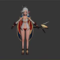 Fantasy Female Elf Character With Silver Hair Pointed Ears And Winged Staff