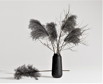 Modern Vase Plant Ornaments Flowers Reed Dried Flowers 3d model