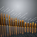 Assorted Caliber Bullets Arranged By Size As Weapon Ammunition