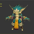Cartoon Style Game and Movie Character With Blue Fur Pointed Ears and Yellow Outfit