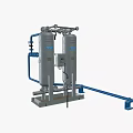Industrial Dual Tank Air Dryer System with Blue Pipes Gauges and Control Panel