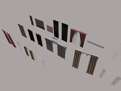 Various Curtain Styles With Different Colors And Designs For Home Decoration 3d model