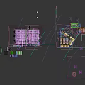 Modern Bar Interior with Red Blue Neon Lights Tables Candles Black Sofas and Floor Reflections