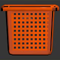 Orange Plastic Storage Basket With Grid Design For Household Organization 3d model