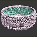Elegant Ornate Silver Bracelet With Detailed Intricate Grape Leaf Vine Carvings