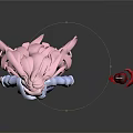 Game Movie Character With Pink Long Hair In Blue Shirt Dress And Red Weapon