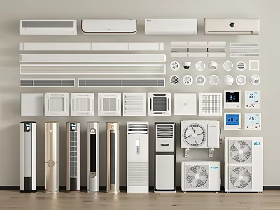 Collection of Various Air Conditioners and Fans for Home Cooling Solutions 3d model