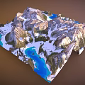 Scenic Mountain Landscape With Snowy Peaks Blue Lakes And Green Vegetation