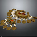Ornate Traditional Clothing Accessories With Golden Design Pearls And Red Green Gemstones