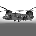 Military Helicopter Equipped With Camouflage And Twin Rotors In Flight