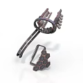 Intricate Mechanical Weapon With Metal Structure Hexagonal Components And Ring Design