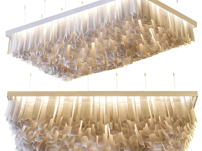 Modern Cream White Chandelier With Pleated Layered Fabric Design For Interior Lighting 3d model