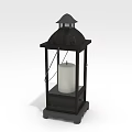 Traditional Wooden Lantern Furniture with Black Frame and White Candle Inside for Home Decor