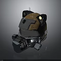 Tactical Combat Weapon Helmet With Metallic Brown Finish And Mechanical Parts