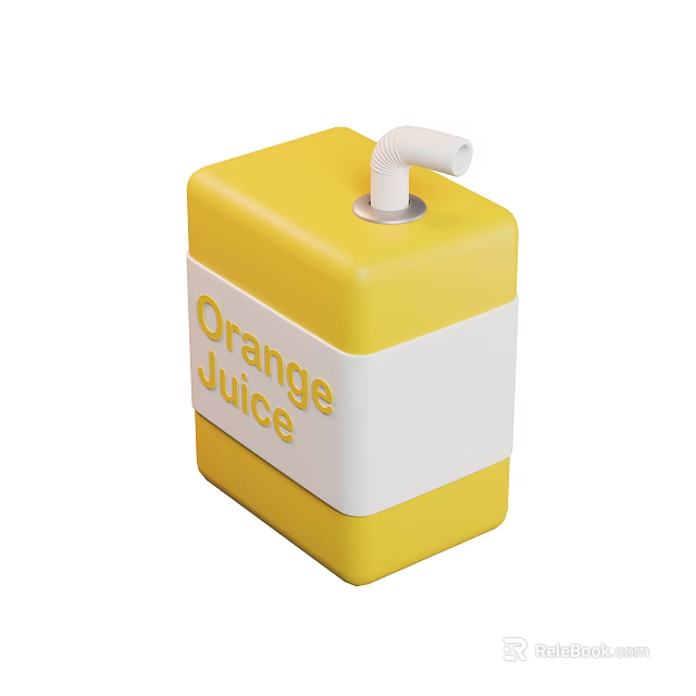 Fresh Orange Juice Beverage In Yellow Square Container With White Dispenser Spout 3d model 