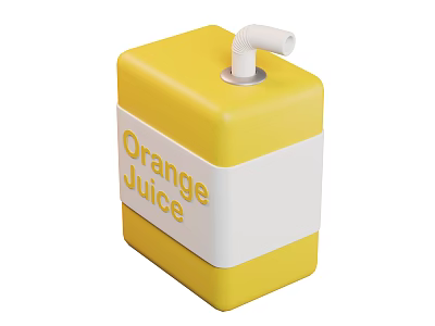 Fresh Orange Juice Beverage In Yellow Square Container With White Dispenser Spout 3d model