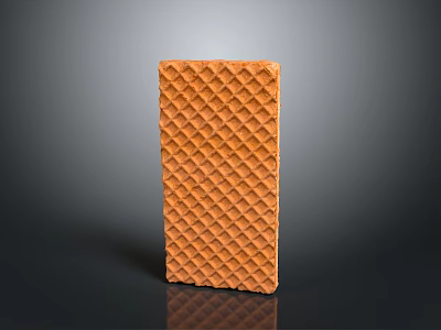 Golden Brown Rectangular Waffle With Crispy Grid Pattern On Dark Background 3d model