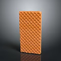 Golden Brown Rectangular Waffle With Crispy Grid Pattern On Dark Background