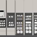 Modern Kitchen Appliances With Sleek Built in Cabinets And Organized Dishes Utensils