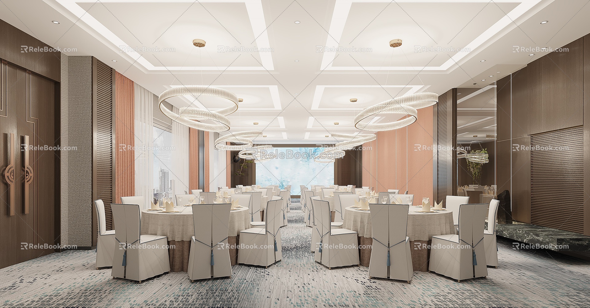 Modern Ballroom Hotel Dining Ballroom 3d model