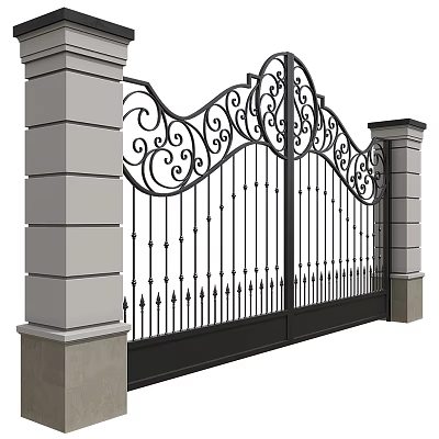 European-style gate Villa gate Iron gate 3d model