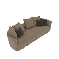 Modern Light Brown Fabric Two Seater Sofa With Dark Brown Cushions 3d model