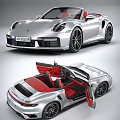 Silver Convertible Sports Car with Red Seats Sporty Exterior and Alloy Wheels
