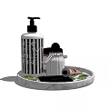 Bathroom Accessories Set With Marble Tray Soap Dispenser Fragrance Bottle And Small Jar